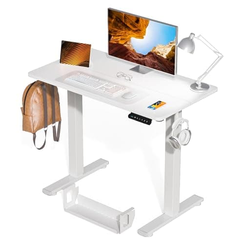 Kingant Standing Desk Height Adjustable Small Electric Stand Up Desks [35 x 20 Inch] - Ergonomic Sit Stand Desk Rising Desks for Home Office Computer Desk Stand Desk Workstation with Cable Management