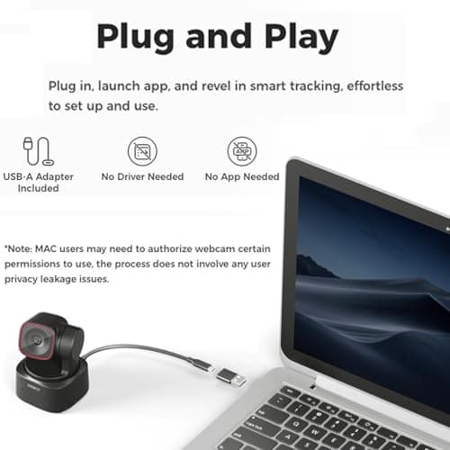 OBSBOT Tiny 2 Lite AI-Powered 4K UHD PTZ Webcam,1/2" CMOS 4X Digital Zoom AI Auto Tracking with Auto Zoom Gesture Control 2.0, LiveStream for Game/Meeting/Online Educate, W Mini Tripod 9