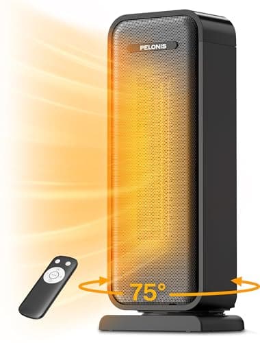 Pelonis 1500w Electric Space Heater for Indoor Use with Thermostat, Oscillation and Remote – Portable Ceramic Heater for Bedroom, Home and for Office Under Desk