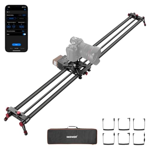 NEEWER 47.2"/120cm Motorized Camera Slider, App Wireless Control DSLR Carbon Fiber Dolly Rail Slider with 4400mAh F750 Battery (Charger Not Included), Support Video Mode, Time Lapse Photography, ER1