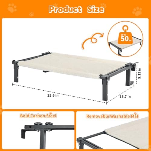 Nxwjoy Cat Window Perch Bed Cat Hammock for Window Sill Seat, 2 in 1 Adjustable Large Cats Sleeping Beds with Cushion Steel Frame Kitten Perches for Windowsill, Bedside, Floor (Beige) 5