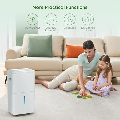 Dehumidifier, Dehumidifier for Basement with Drain Hose Max 70 Pints, Dehumidifiers for Home up to 4,500 Sq. Ft, Ideal for Bedroom, Bathroom & Large Rooms, Humidity Control, Dry Clothes, 24HR Timer 6
