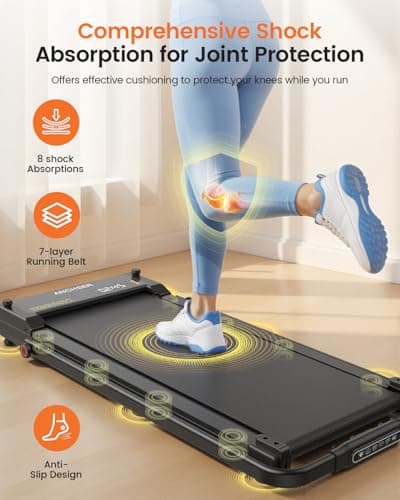 ANCHEER Folding Treadmill with Incline, 2.5HP Under Desk Treadmill for Home, 300lbs Low Noise Walking Pad with Remote Control and Handle Bar, Forest Green 4