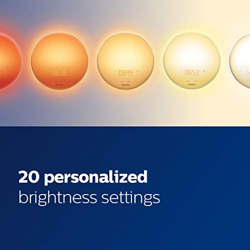 Philips SmartSleep Wake-up Light, Colored Sunrise and Sunset Simulation, 5 Natural Sounds, FM Radio & Reading Lamp, Tap Snooze, HF3520/60 5