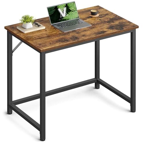 VASAGLE Computer Desk, Office Work Desk, 31.5 x 19.7 x 29.9 Inches, for Study, Bedroom, Home Office, Living Room, Rustic Brown and Ink Black ULWD038B01