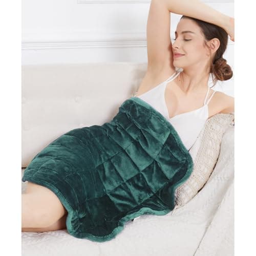 Alomidds Weighted Lap Blanket 7lbs, Cozy Breathable Flannel Weighted Lap Pad for Adults, Small Weighted Blanket for Travel, Couch, Green, 29" x 24"