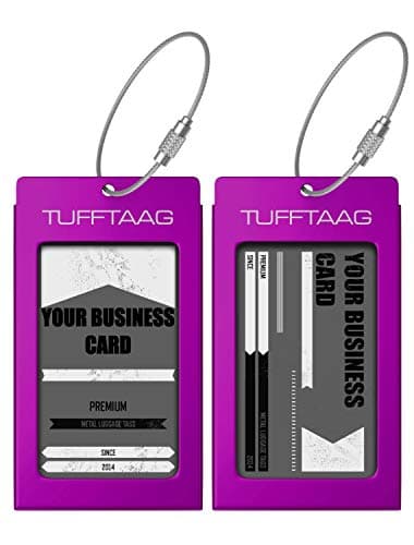 Luggage Tags Business Card Holder by TUFFTAAG - Durable Travel ID Bag Tag in Multiple Color Options, Perfect for Suitcases, Backpacks, and Carry-Ons, Easy Identification, Secure and Stylish