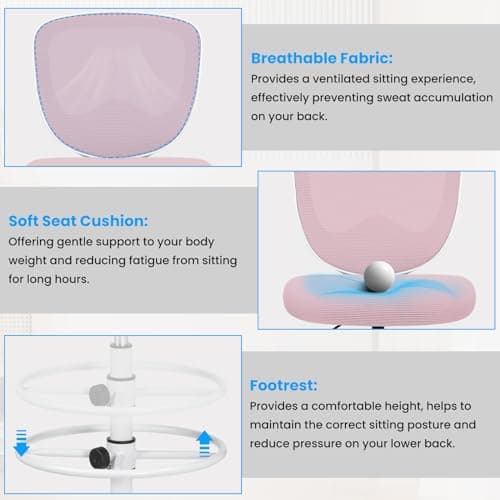 Razzor Drafting Chair Tall Office Chair for Standing Desk Chairs with Adjustable Height Footrest, Armless High Desk Chair Ergonomic Rolling Stool 4