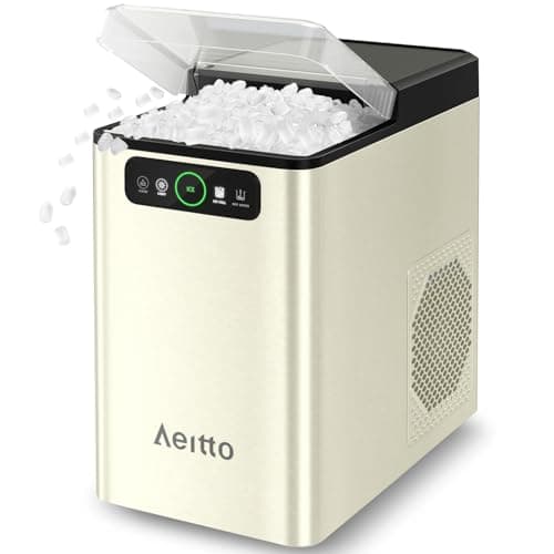 Aeitto Nugget Ice Maker Countertop, Pellet Ice Machine Soft Chewable Ice 40lbs/Day, One-Click Operation, Auto Self-Cleaning Crushed Ice Makers Stainless with Scoop for Home/Kitchen/Office (Grey)