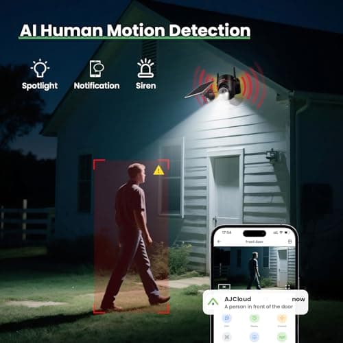 SACUMURT No WiFi Security Cameras Wireless Outdoor, Cellular Security Camera Outdoor, PTZ, 2K HD Live View, Color Night Vision, Human Detection, 2-Way Talk, 4G SIM Included 6