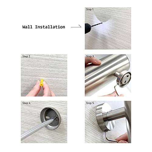 SUNERA 304 Stainless Steel Toilet Brush Holder Toilet Bowl Brush, Wall Mount Bathroom Toilet Bowl Scrubber Brush with Stiff Bristles for Deep Cleaning 6