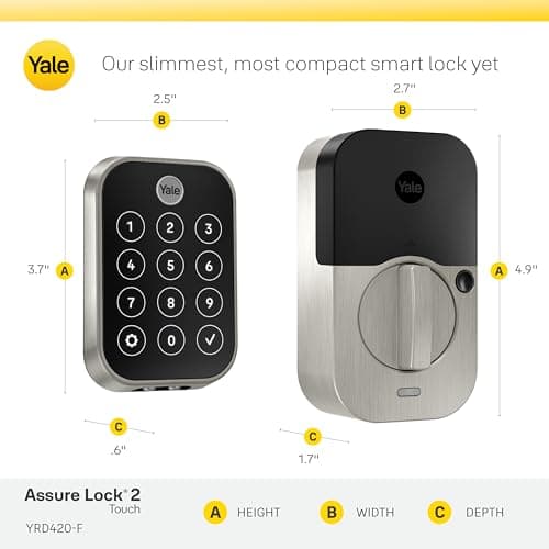 Yale Assure Lock 2 Touch Deadbolt, Satin Nickel Smart Keyless Entry Door Lock with Wi-Fi Connected Touch Keypad and Fingerprint Scanner, YRD450-F-WF1-619 9
