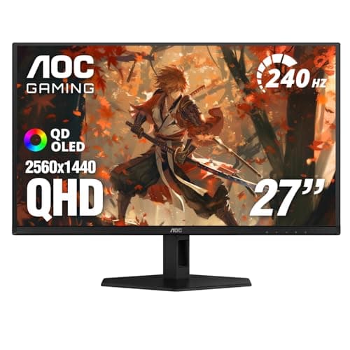 AOC Q27GAZD 27" QD OLED Gaming Monitor, QHD 2560 x 1440, 240Hz 0.03ms, HDMI 2.0 x1, Display Port x1, G-Sync Compatible, Console Gaming Ready, 3-Year Zero-Bright-Dot