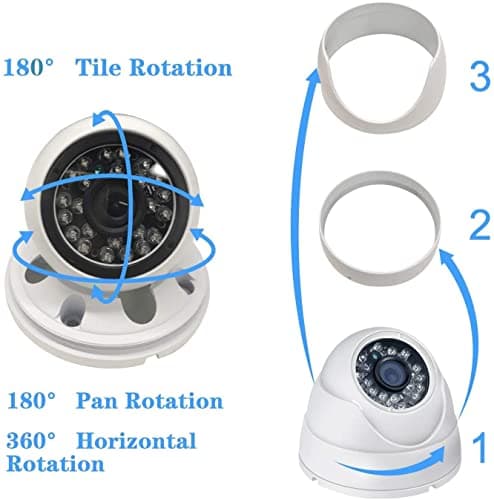 Real HD 5MP Full Color Night Vision Dome TVI CCTV Security Camera with Visible White LED Lights, 65ft Night Vision, 2.8mm Wide Viewing Angle, Outdoor, Full Metal, ONLY Compatible with 5MP and 8MP DVR 8