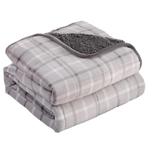 L'AGRATY Weighted Blanket - 48"x72" 15lbs Soft Breathable Heavy Blanket Flannel Material with Glass Beads for Adult All-Season Summer Fall Winter Soft Thick Comfort