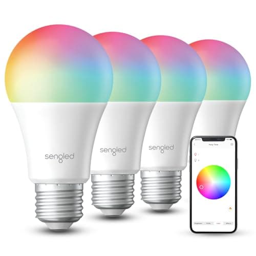 Sengled Dual Mode Smart Light Bulbs with Remote & App Control, Color Changing Bulbs, RGBW LED Light Bulbs 2700K-6500K Dimmable, 60W, Local Group Control (4P No Remote, No Support Alexa & Google)