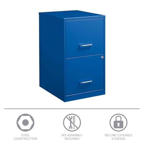 Space Solutions 18" 2 Drawer Metal File Cabinet Classic Blue 8