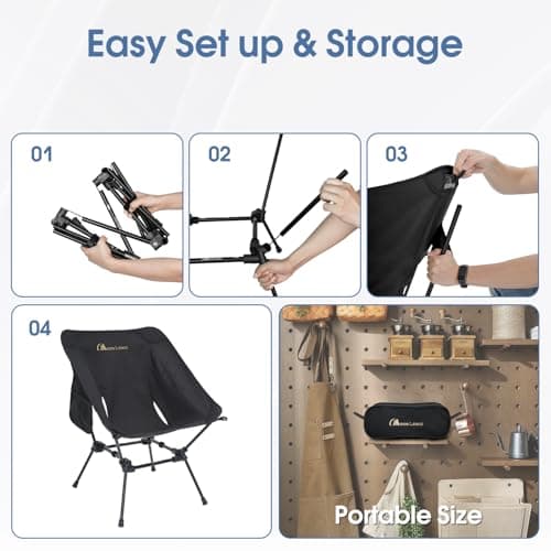 MOON LENCE Portable Camping Chair Plus, Larger & Roomier, Compact and Lightweight Still, Folding Chair for Backpacking & Hiking, 330Lbs Capacity 5