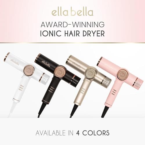 ELLA BELLA® Professional Ionic Hair Dryer with Diffuser • Negative Ion Blow Dryer • Suitable All Hair Types • Intelligent Heat Control & Rapid Drying Speeds • Lightweight Design • Low Noise Technology 7