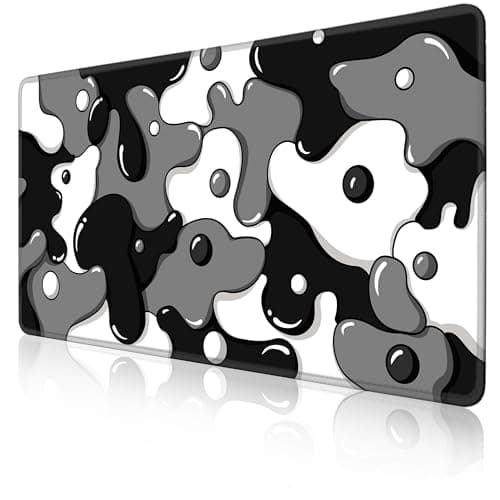 MEWOOCUE® Gaming Mouse Pad for Desk,Large Cute Black White Mousepad Laptop,Japanese Grey Anime Mouse Mat,Long XXL Waterproof Keyboard Pads,Big Non-Slip Mouse Pads for Game Office Home（31.5 x 15.7 in）