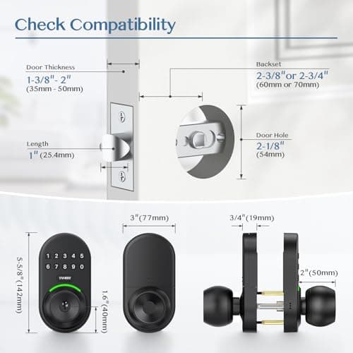 Keypad Smart Door Knob Lock, Yamiry Keyless Entry Digital Lock with Handle, Electronic Code Knob for Front Door, Easy Installation 6