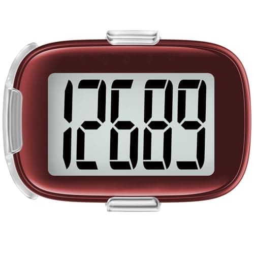 Pedometer Walking Simple 3D Step Counter with Clip and Lanyard- Burgundy