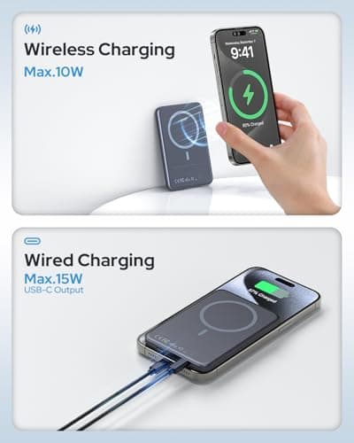 for Magsafe Portable Charger,5000mAh Slim Wireless Magnetic Power Bank with USB C Charging,Travel Essential for Magsafe Battery Pack Compatible with iPhone 17/16/15/14/13/12 Series,Graphite Gray 5