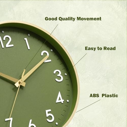 Mosewa Wall Clock 8 Inch, Battery Operated Silent Non-Ticking Modern Analog Clock Decorative for Kitchen, Bedroom, Office(Gold) 9