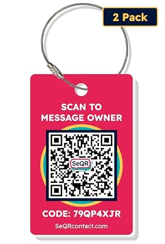 Smart Luggage Tags | Privacy QR Code Luggage Tag Keeps Personal info Private | Customizable Travel Suitcase Tags for Women Men | Use with GPS Bag Locator Tracking, Air Tag for Android or iOS