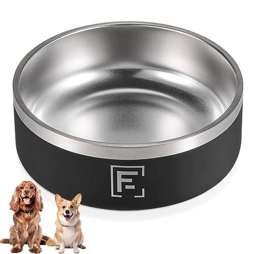 Dog Bowl - 32oz Insulated Dog Food Water Bowl Non Slip, Double Wall Stainless Steel Dog Bowls 4 Cup for Medium Large Breeds, Indoor Outdoor Metal Dog Bowl, Durable Pet Dish for Puppy Dogs Cats 8