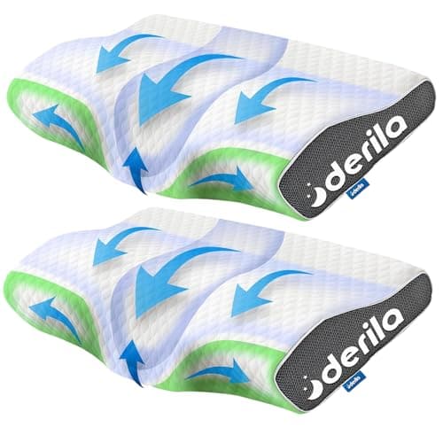 Derila Cervical Queen Size Pillow for Sleeping - Pillow for Neck & Shoulder - Side, Back, Stomach Sleepers - Contour Best Bed Pillows for Sleeping