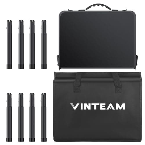 VINTEAM Camping Folding Table with Adjustable Height, Lightweight Portable Outdoor Picnic Table, BBQ Grill Side Table, Durable Aluminum Frame, MDF Desktop for Camping, Fishing, RV, Beach (Black) 8