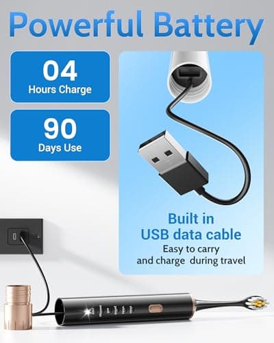 Aneebart Sonic 2 Pack Electric Toothbrush for Adults and Kids, Travel Toothbrush Includes 12 Replacement Toothbrush Heads, 6 Modes with 2 MIN Smart Timer (Black White) 6