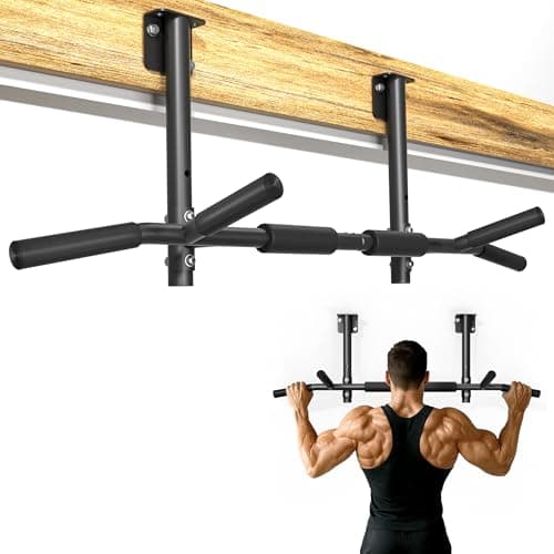 Joist Mounted Pull Up Bar,42" Wide Bar Ceiling Mount Chain Up Bar Adjustable Height,for Home Gym,Cross Training Strength Building,up to 350LBS