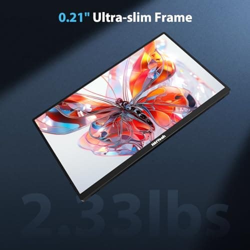 HotYeah Portable Monitor 4K, 15.6'' 3840x2160 UHD USB-C HDMI Laptop Monitor, 100% Adobe RGB HDR FreeSync External Computer Display, Travel 2nd Screen with Speakers Cover VESA 6