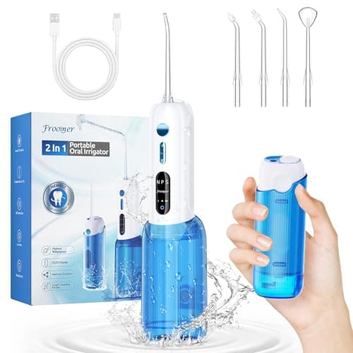 Water Flosser,2 in 1 Water Dental Flosser with 2 Water Tanks,3 Mods 4 Jet Tips Water Flossers for Teeth Suit for Business Trips, Outings and Daily Oral Cleaning Use(Blue)