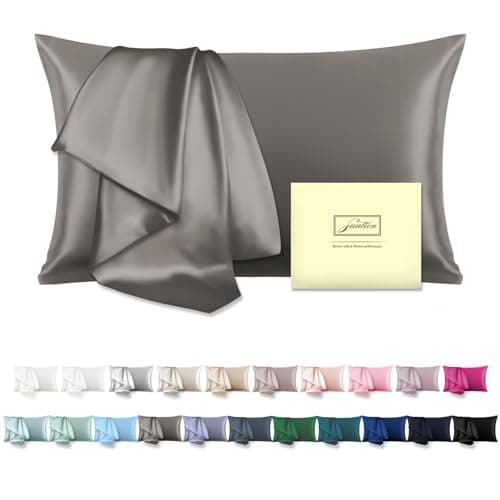 Mulberry Silk Pillowcase for Hair and Skin Standard Size 20"X 26" Pillow Case with Hidden Zipper Soft Breathable Smooth Cooling Silk Pillow Covers for Sleeping (Gray,Standard,1Pcs)