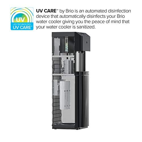 Brio Moderna UV Self Cleaning Bottleless Water Cooler Dispenser with Filtration – Adjustable Temperature – Digital Clock – LED Nightlight – Tri Temp Hot, Cold, and Room, Black Stainless Steel 7