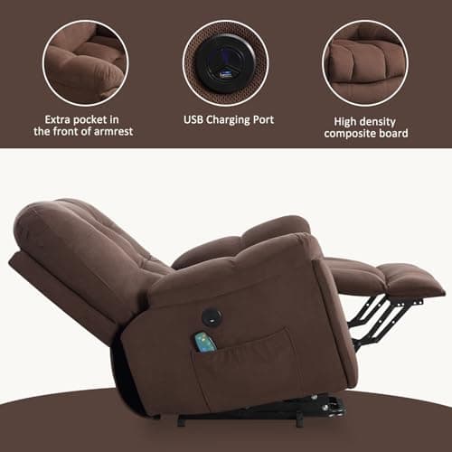 BOSMILLER Pwoer Lift Recliner Chair with Vibration Massage Big and Tall Recliner Chair with USB Charge Port and 2 Hidden Cup Holders 5