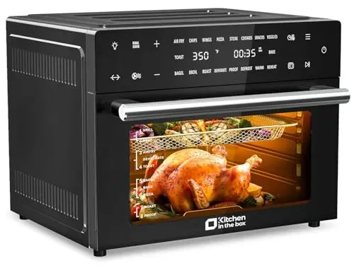 Kitchen in the box 32 QT Air Fryer Combo Toaster Oven, Extra Large, 18-in-1, Convection Toaster Oven, Countertop, with Baking, Dehydrate, Rotisserie, 6 Accessories, 1800W