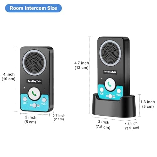 VJANW Intercoms Wireless for Home, 2 Way Audio Hands-Free Long Range Wireless Intercom System, 4 Ringtones 8 Volume Levels, Up to 10 Days Standby Intercom Syetem for House, Office, Classroom, Black 7