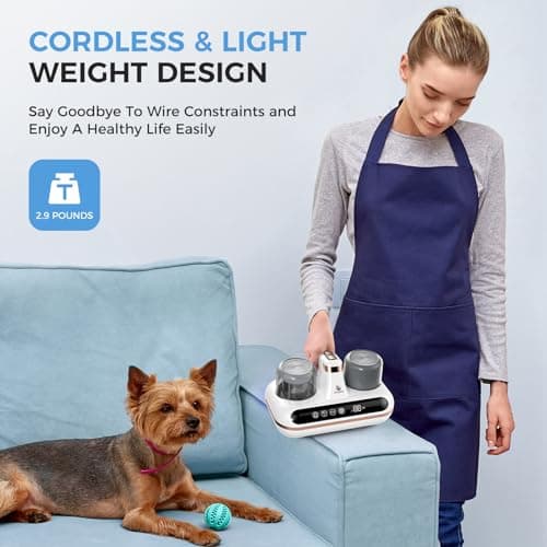 Amzany Mattress Vacuum Cleaner - 5-in-1 Cordless Bed Vacuum Cleaner, Powered by UV-C Light & Ultrasonic Technology, 16Kpa Strong Suction,Low Noise,Suitable for Dust, Pet Hair, Etc. 7