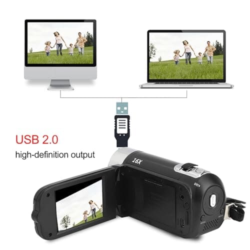 Digital Camcorder, DH-90 16X Digital Zoom 2.7 Inch Colourful Display Screen, High Definition Camera Image Video Shooting Camcorder US Plug 110-240V 6