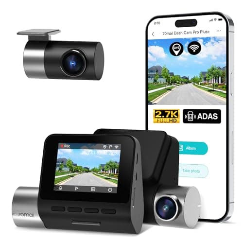70mai 2.7K Dash Cam Front and Rear A500S, Dual Dash Camera for Cars, Dashcam with APP, Sony IMX335, ADAS, Built-in WiFi GPS, 2'' IPS Screen, WDR, Night Vision, 24/7 Parking Mode, Loop Recording