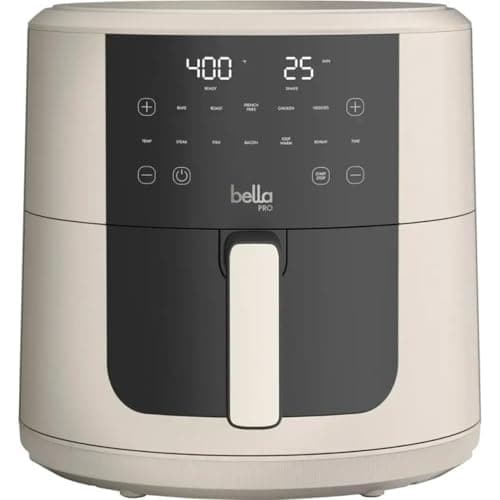 8-Qt Air Fryer, Digital Touchscreen, 6 Cooking Functions, Shake Reminder, Ceramic Nonstick Basket, Family Size, Oatmilk Finish (Oat Milk)