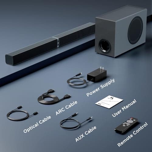 MZEIBO Sound Bar with Subwoofer,120W Soundbar for Smart TV Surround Sound Home Theater System Bluetooth 5.3 Audio Compatible with ARC, AUX, Optical 9