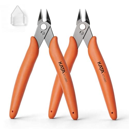 KATA Micro Wire Cutters Pliers: Precision Flush Cutter Tool for Jewelry Making, Hobby Models, Gundam, Electronics - 2-Pack Small Zip Tie Cutter Nippers - Mini Side Cutting Snips with Ergonomic Handle
