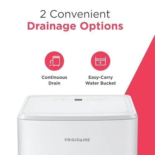 Frigidaire 50-Pint Portable Dehumidifier with Wi-Fi and Energy Star Certification for Medium/Large Rooms & Basements, Custom Humidity Control, Auto Shut Off, White 9