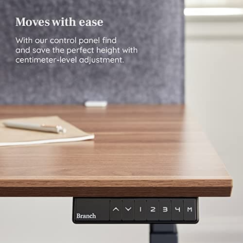 Branch Standing Desk 48 Inches - Adjustable Height Desk with Dual Motors, Three-Stage Lift, Four Memory Presets - White Base and Woodgrain Top 6