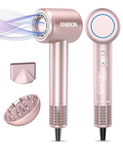 Hair Dryer, High-Speed Ionic Low Noise Blow Dryer with Brushless Motor for Fast Drying, Thermo-Control Quiet Compact Hair Blow Dryer with Magnetic Diffuser for Curly Hair for Home Travel Salon